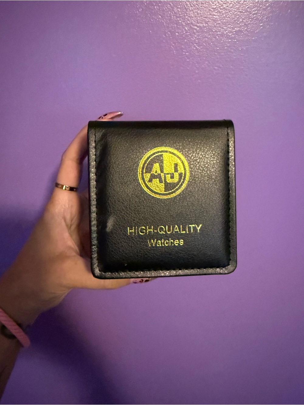 High-Quality Black Watch Case with Gold Accents